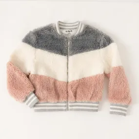 Colorblock Sherpa Baseball Jacket