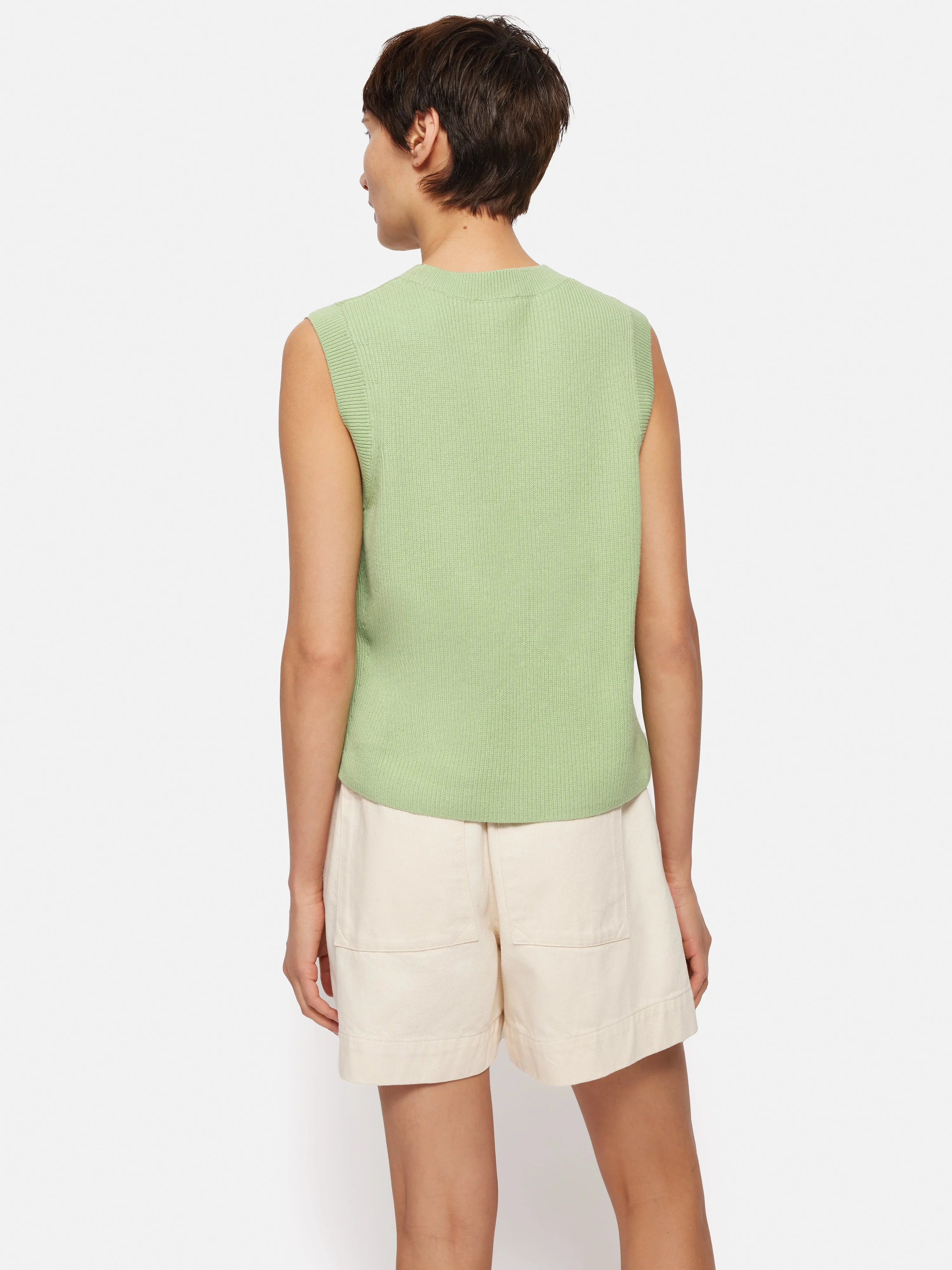 Cotton Blend Crew Tank | Pistachio