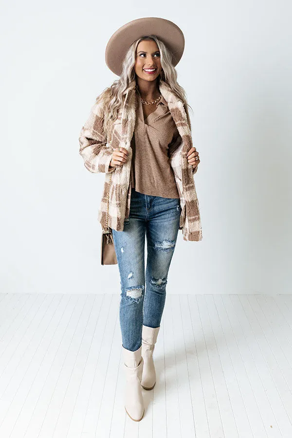 Cozy Atmosphere Sherpa Jacket In Brown