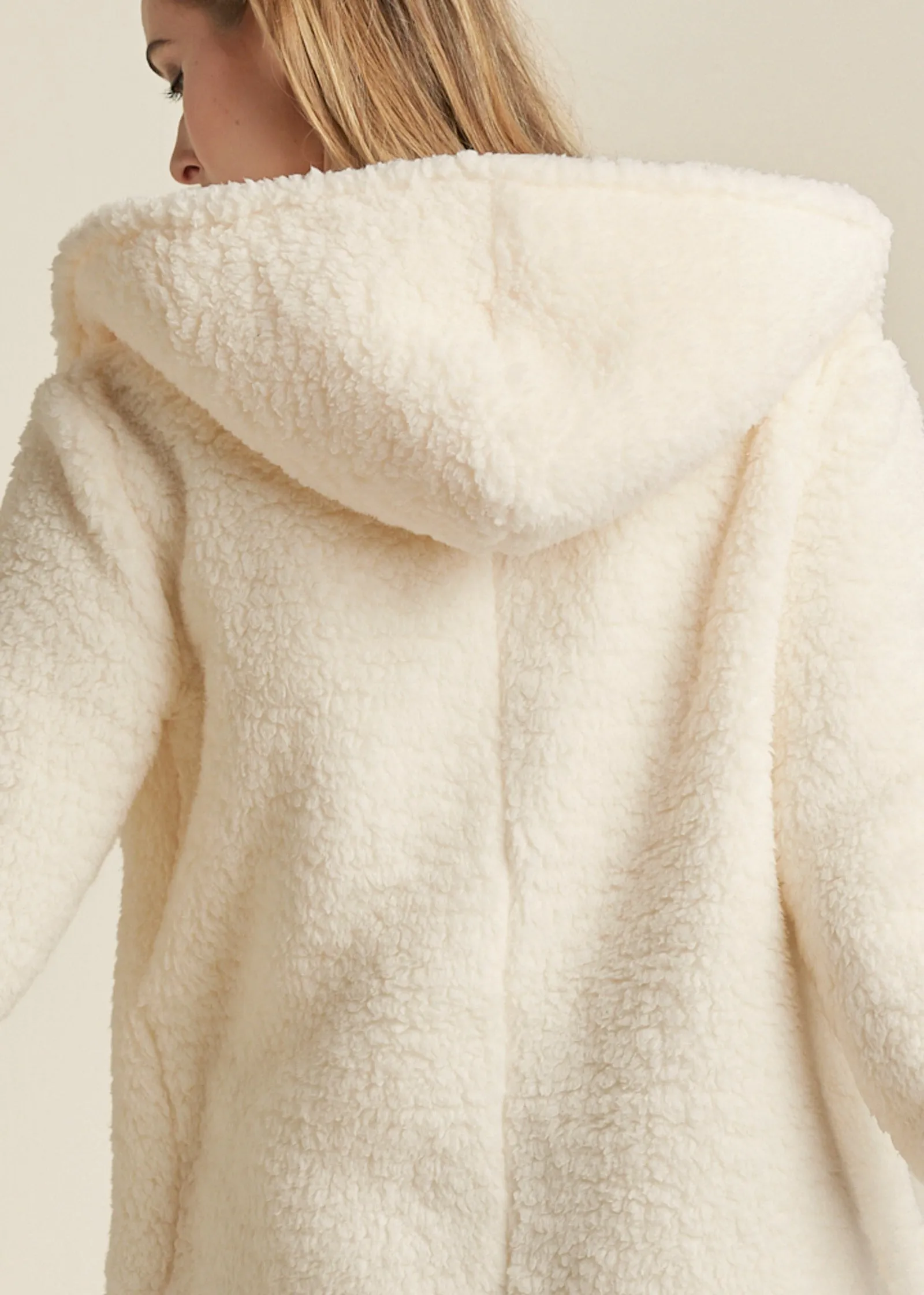 Cozy Sherpa Hooded Jacket  - Beige