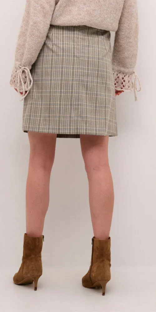 Cream Plaid Skirt