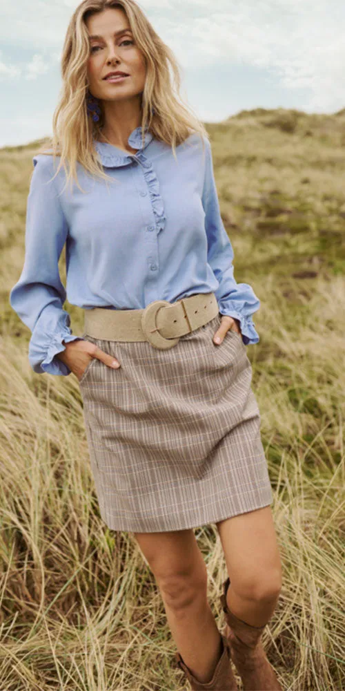 Cream Plaid Skirt