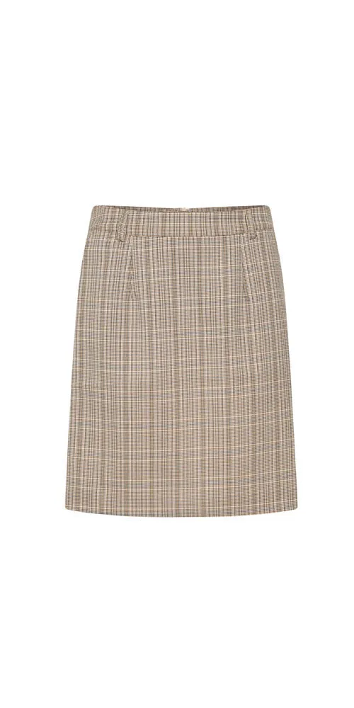 Cream Plaid Skirt