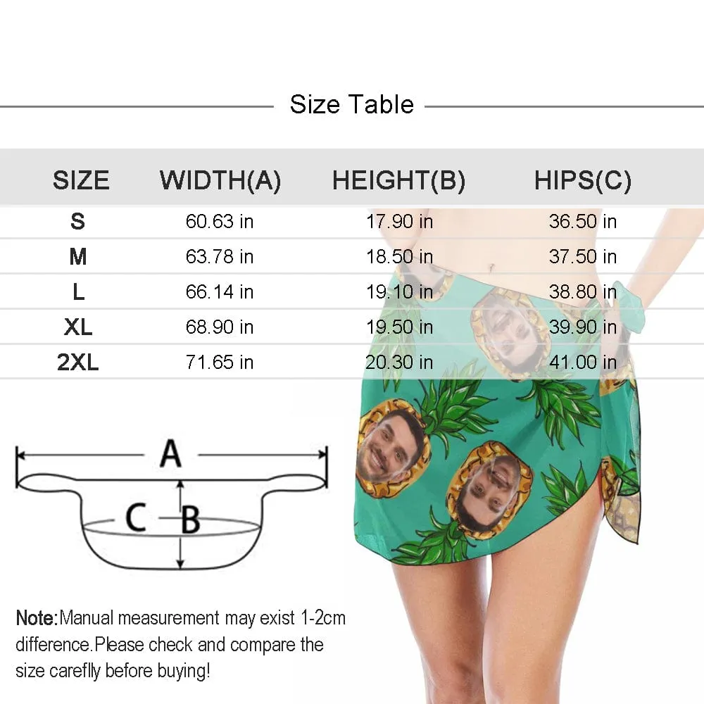 Custom Face Cactus Swim Bikini Coverup Personalised Short Sarongs Beach Wrap For Women Girls