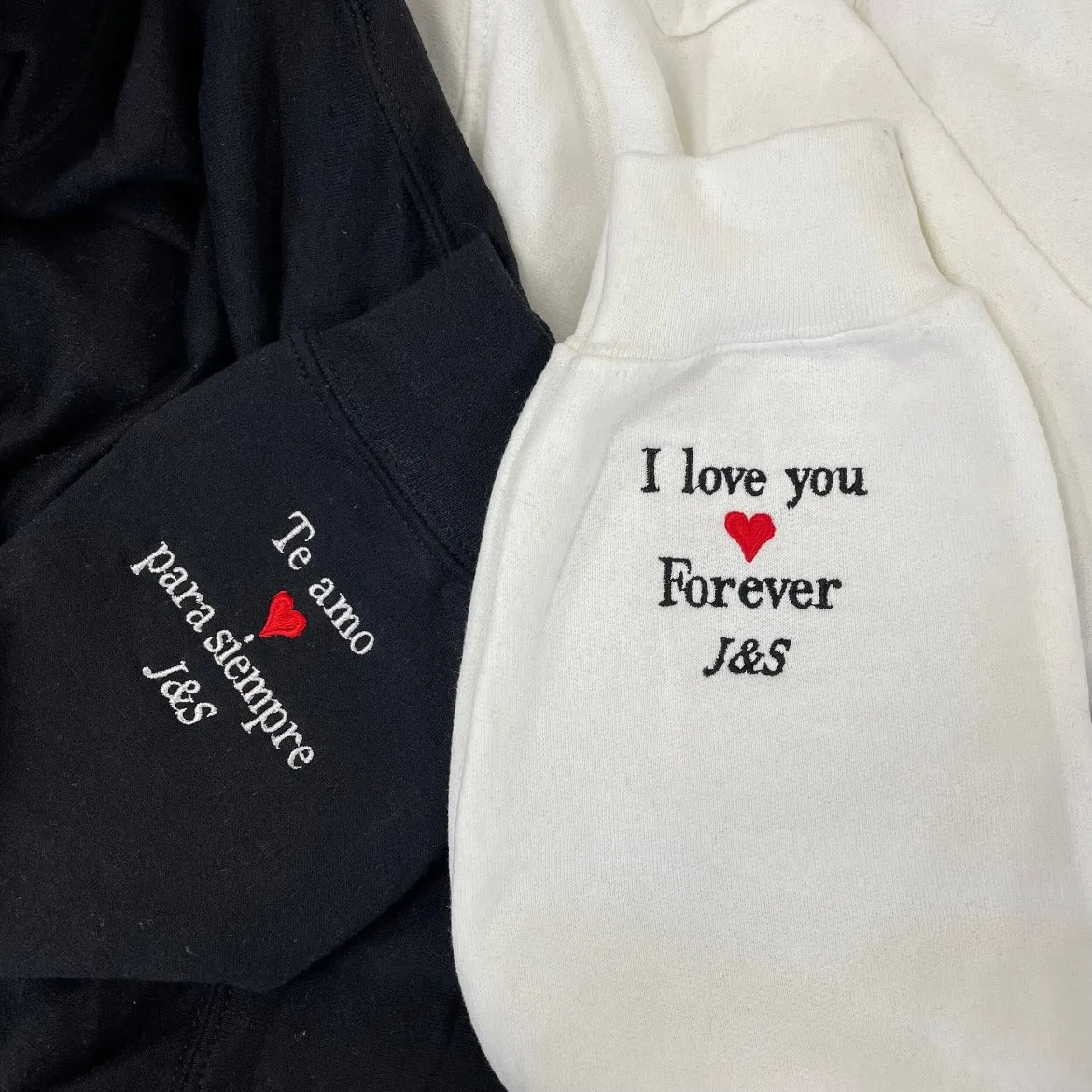 Custom Message Embroidered Sleeve Sweatshirt or Hoodie