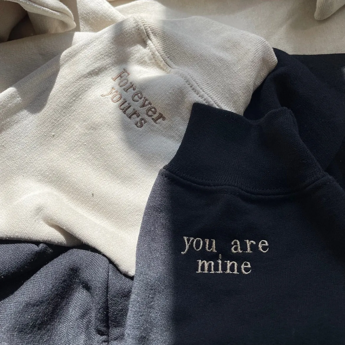 Custom Message Embroidered Sleeve Sweatshirt or Hoodie