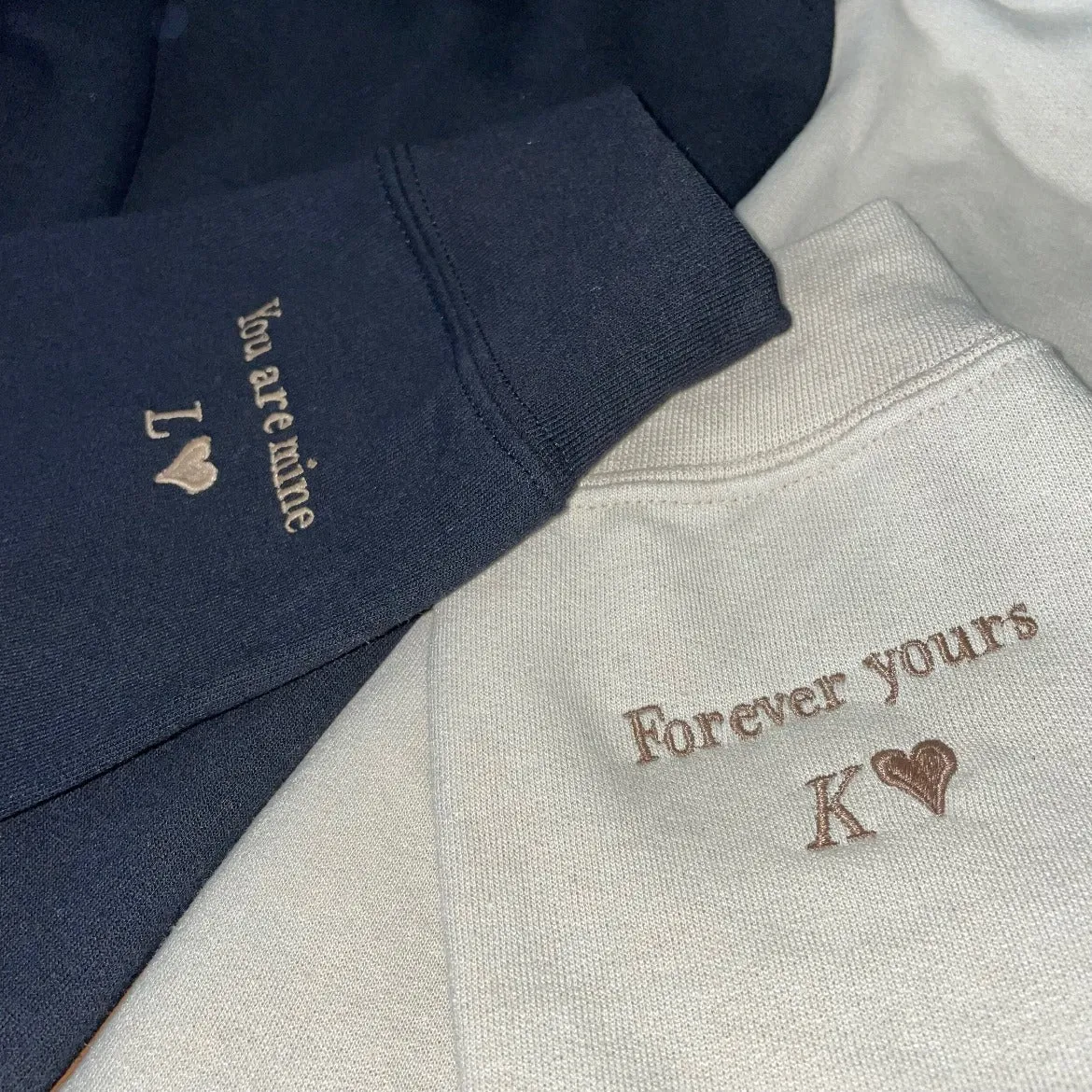 Custom Message Embroidered Sleeve Sweatshirt or Hoodie