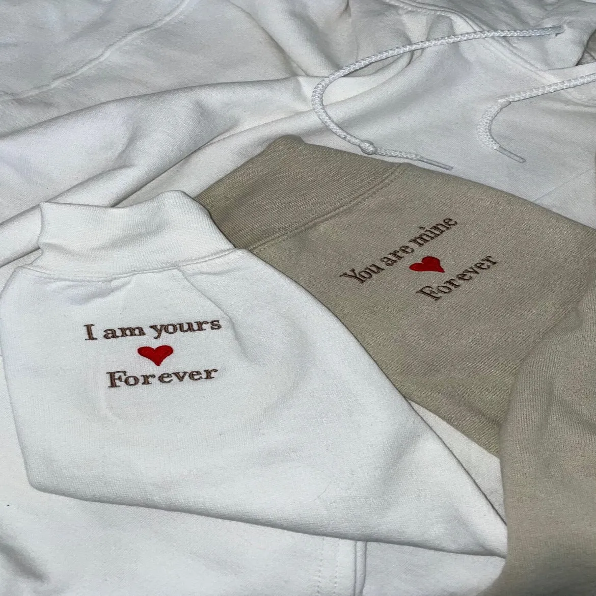 Custom Message Embroidered Sleeve Sweatshirt or Hoodie