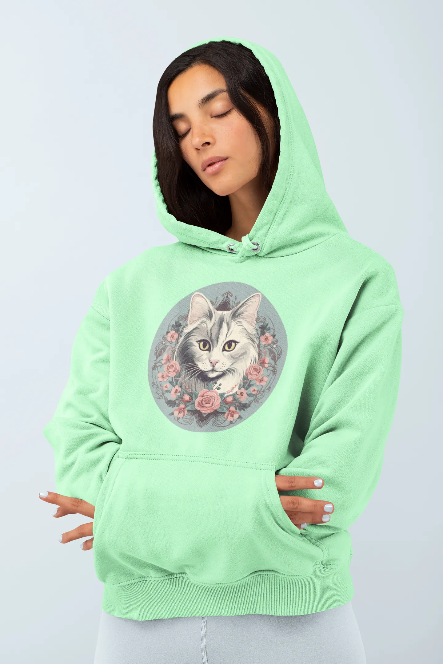 Damen Hoodie mit Katzenmotiv "Romantic Cat"