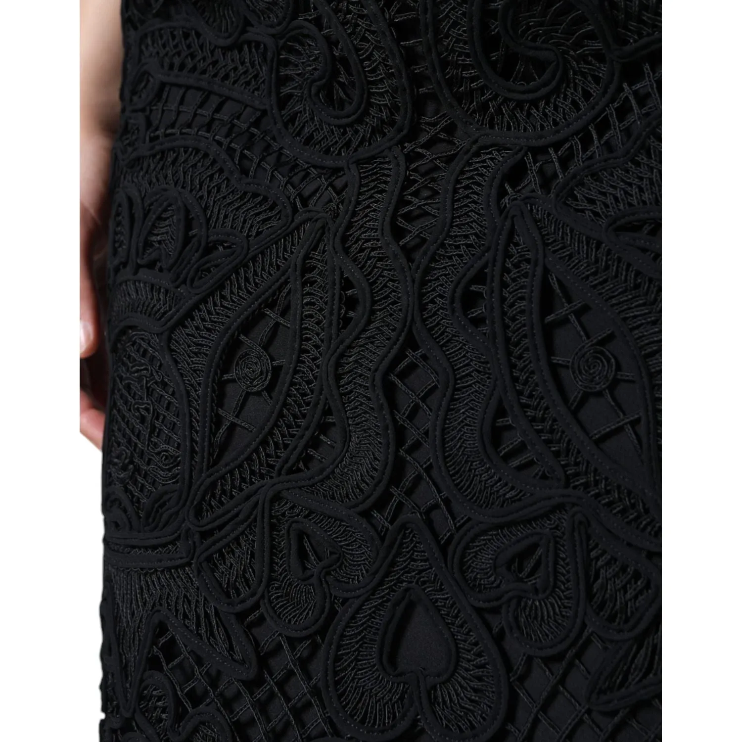 Dolce & Gabbana Black Floral Lace HighWaist Pencil Cut Skirt