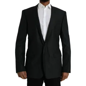 Dolce & Gabbana Black Wool Notch SingleBreasted Coat Blazer