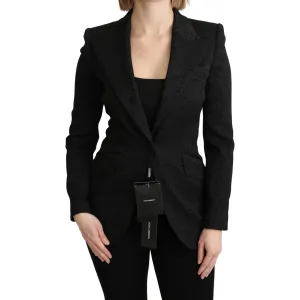 Dolce & Gabbana Elegant Black Brocade Single Breasted Blazer