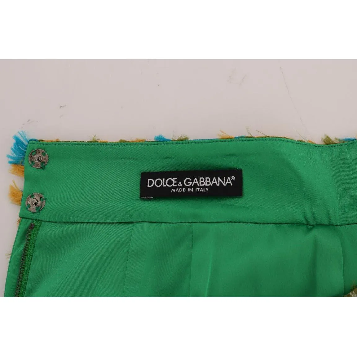 Dolce & Gabbana Elegant Green Jacquard High Waist Skirt