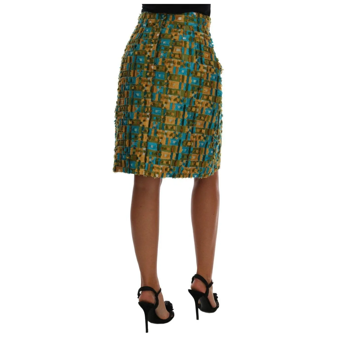 Dolce & Gabbana Elegant Green Jacquard High Waist Skirt