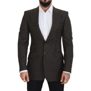 Dolce & Gabbana Elegant Striped Wool Blend Slim Blazer