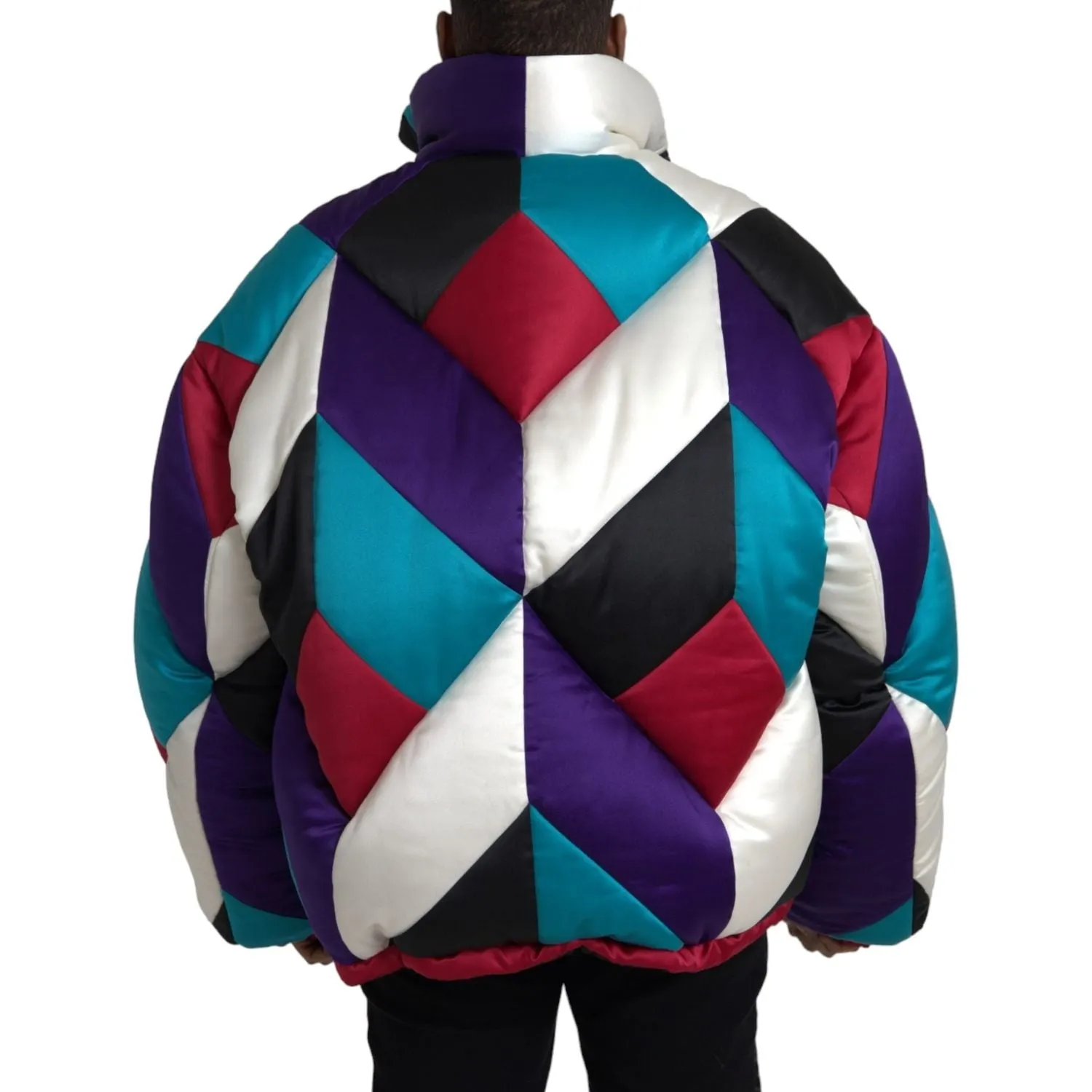 Dolce & Gabbana Multicolor Logo Windbreaker Puffer Jacket