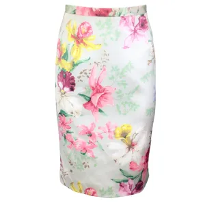 Dolce & Gabbana Multicolored Floral Printed Silk Pencil Skirt