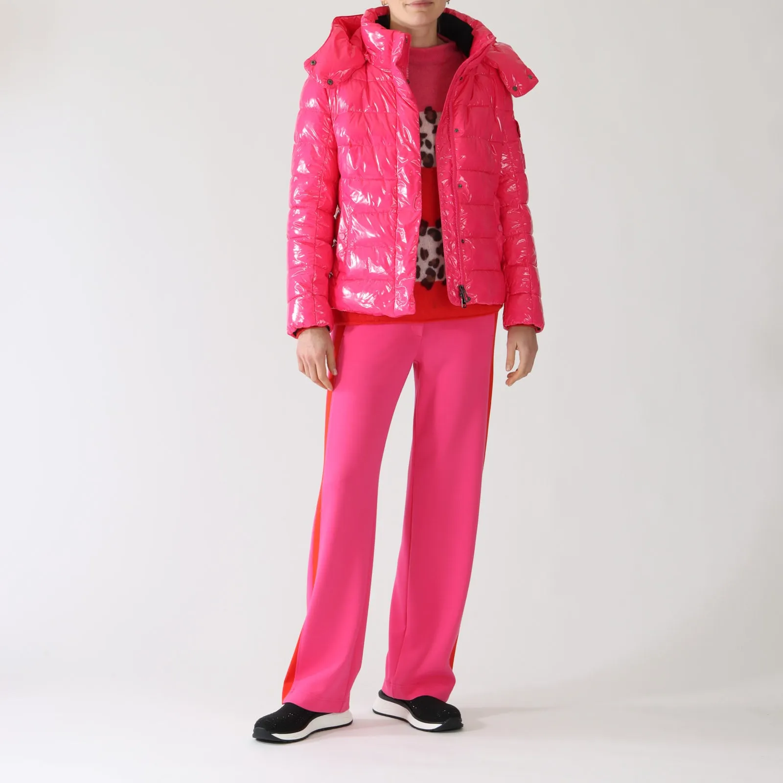 Dragon Fruit Glossy Puffer Jacket