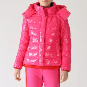 Dragon Fruit Glossy Puffer Jacket