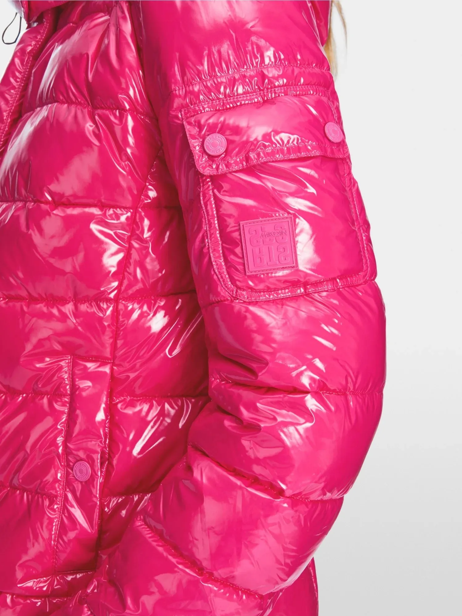 Dragon Fruit Glossy Puffer Jacket