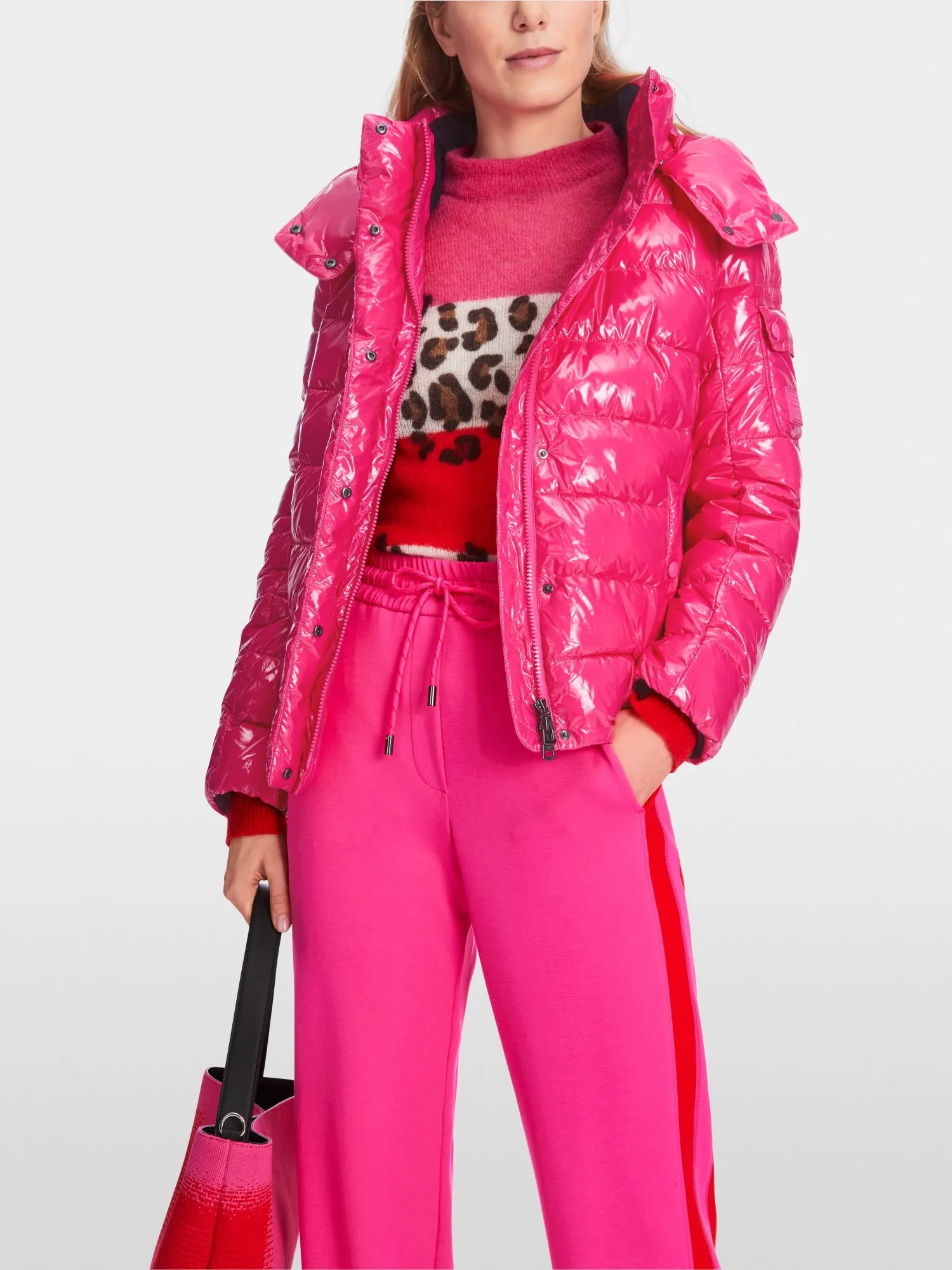 Dragon Fruit Glossy Puffer Jacket