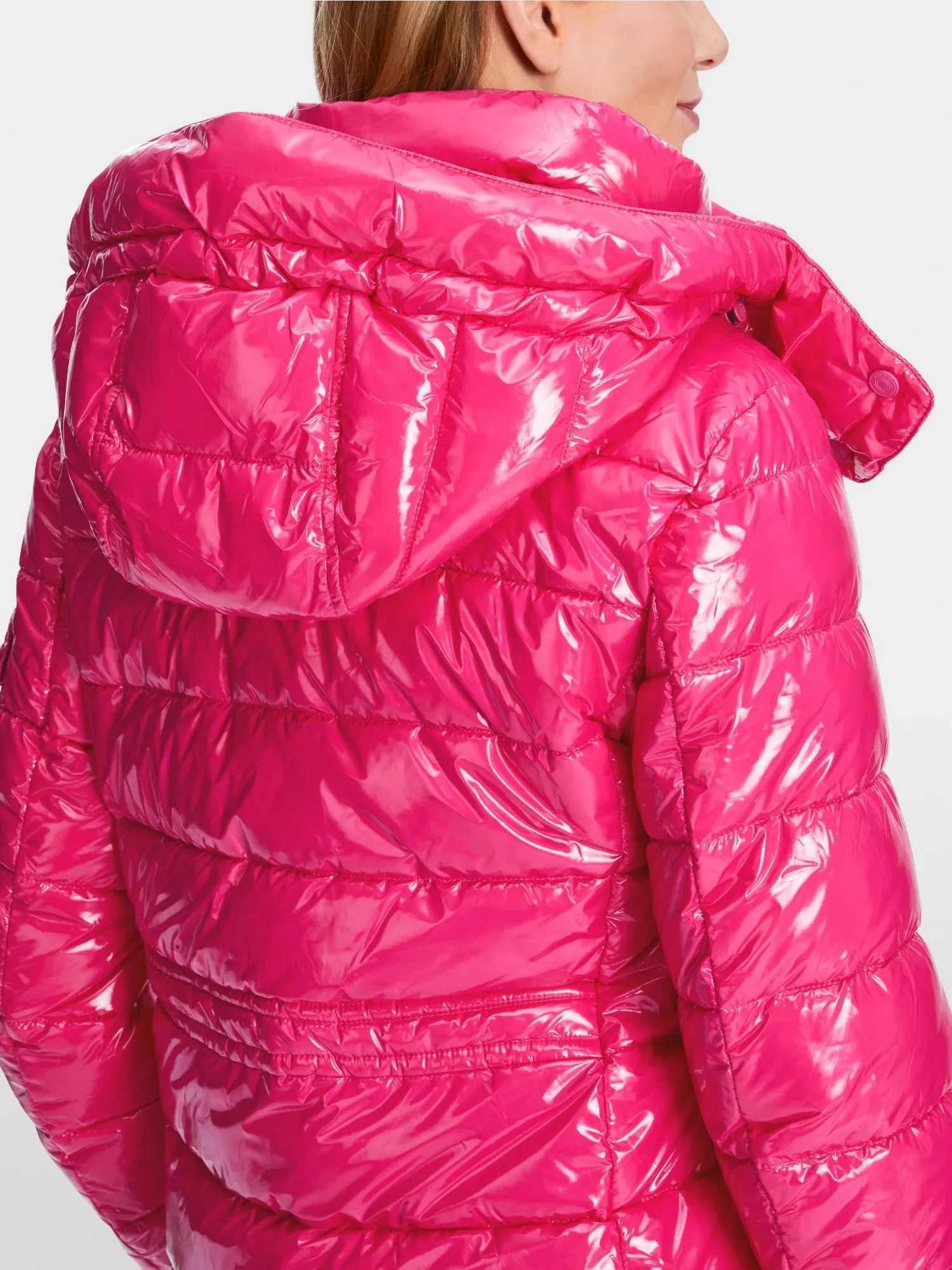 Dragon Fruit Glossy Puffer Jacket