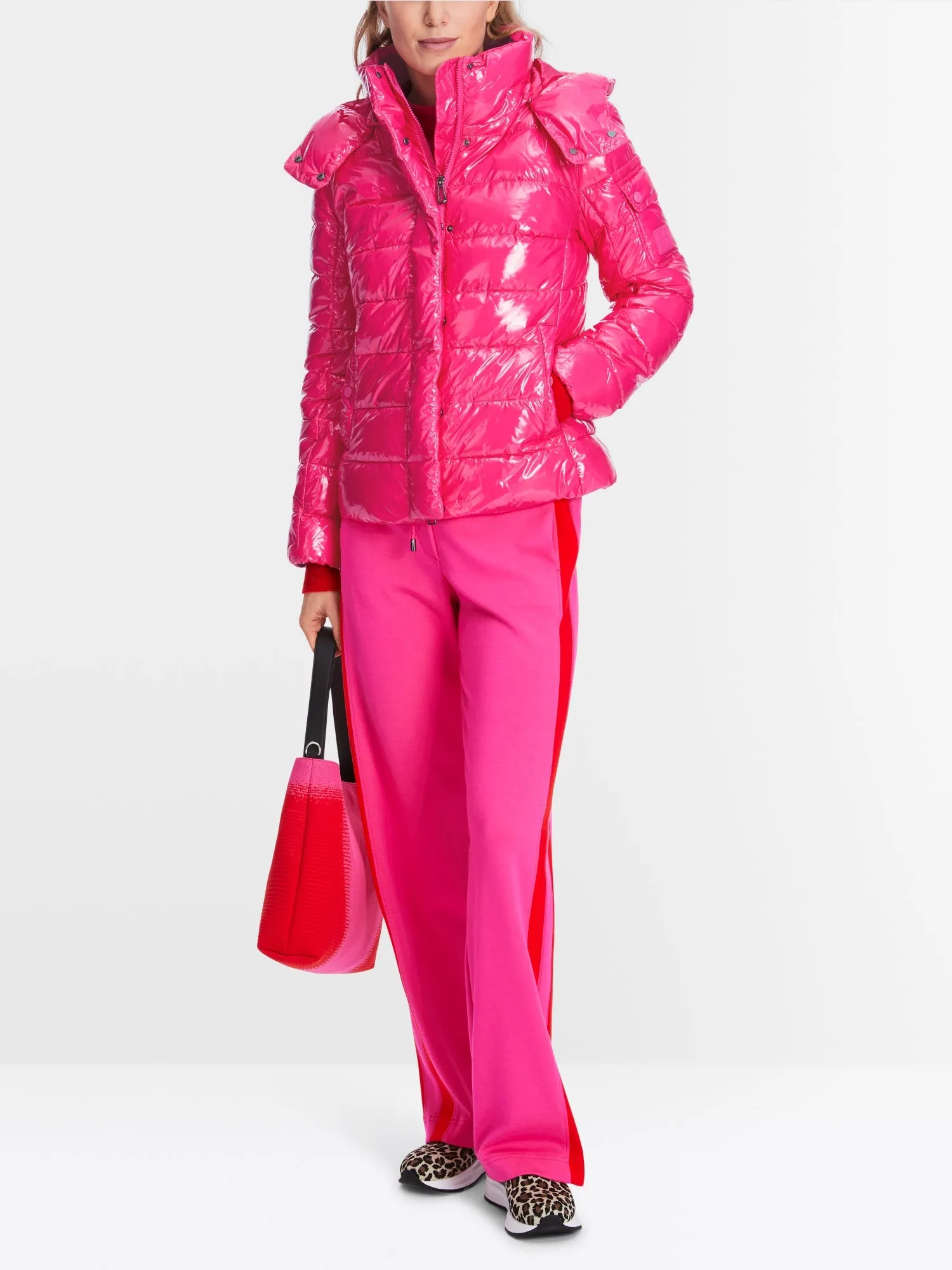 Dragon Fruit Glossy Puffer Jacket