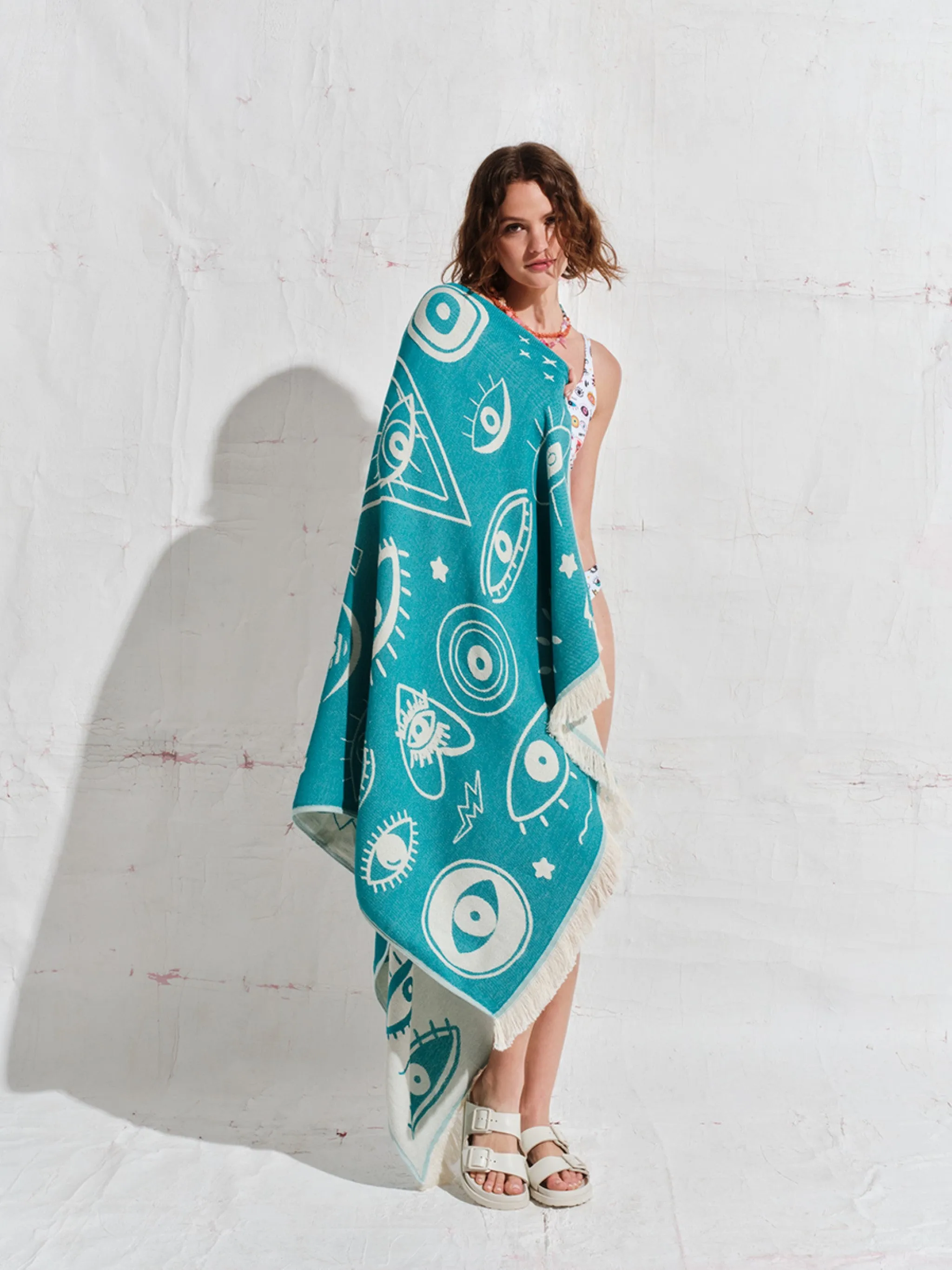 Electric Eyes Petrol | Feather Beach Towel