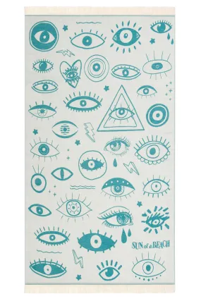 Electric Eyes Petrol | Feather Beach Towel