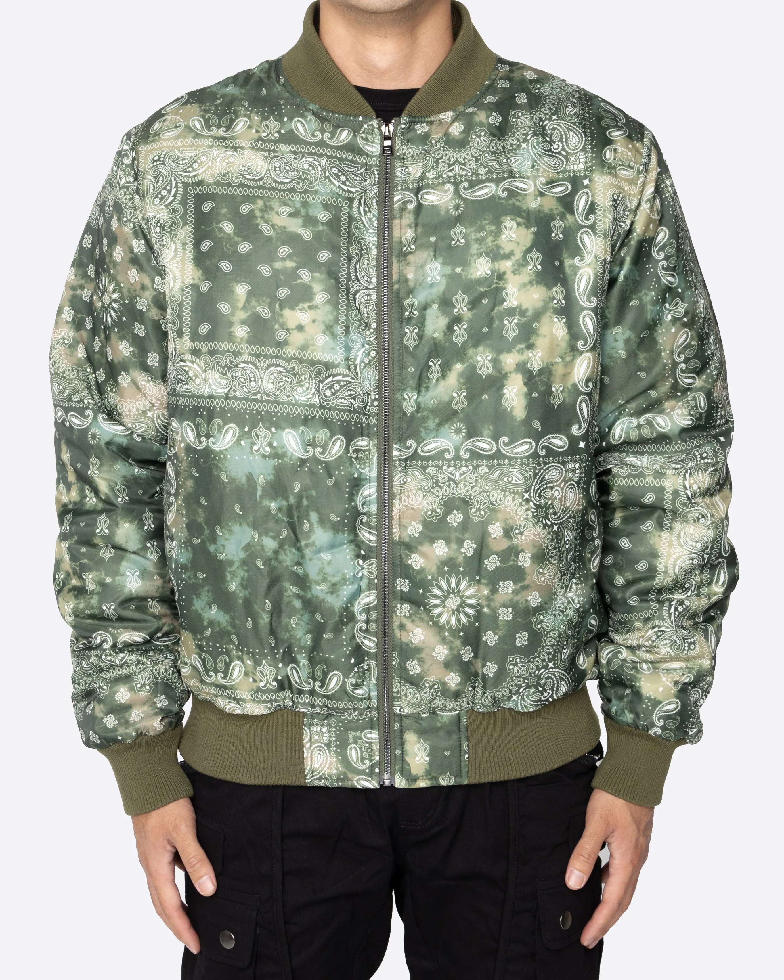 EPTM TIE DYE BANDANA BOMBER JACKET-OLIVE