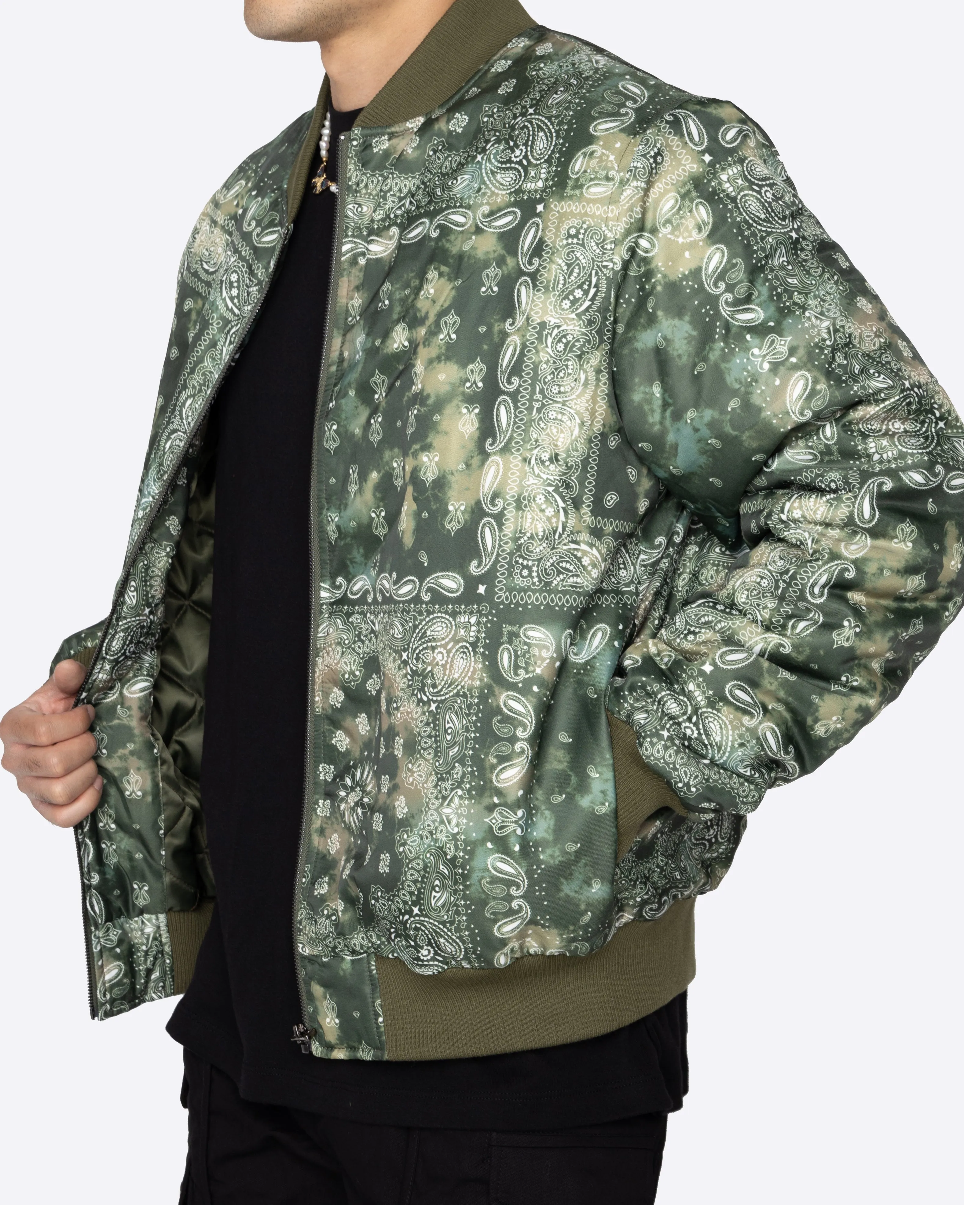 EPTM TIE DYE BANDANA BOMBER JACKET-OLIVE