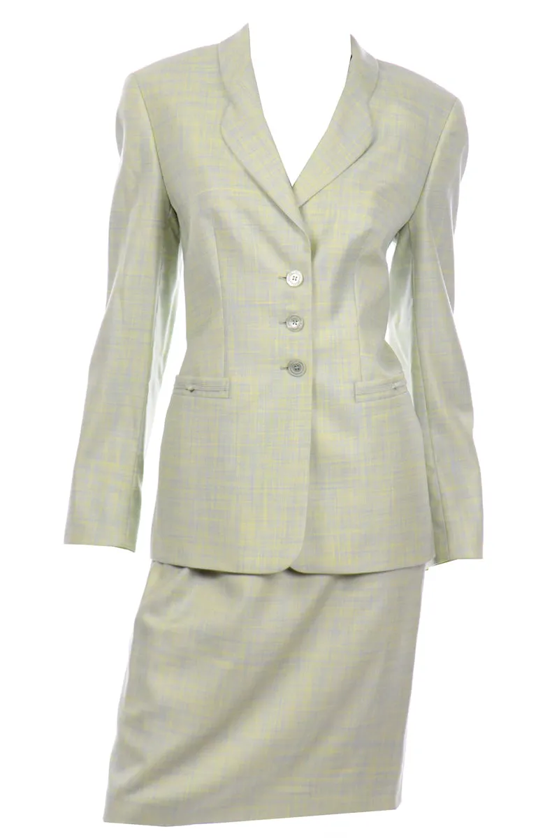 Escada by Margaretha Ley Blue & Yellow Skirt and Jacket Suit