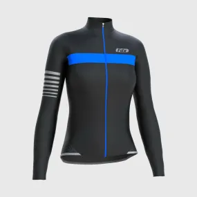 Fdx All Day Women's & Girl's Blue Thermal Roubaix Long Sleeve Cycling Jersey