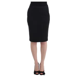 GF Ferre Chic Black Pencil Skirt Knee Length with Side Zip