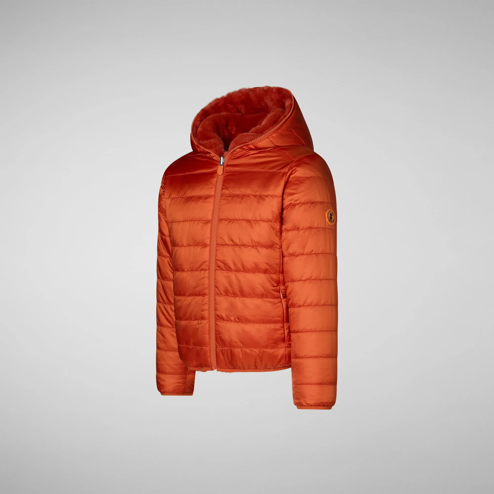 Girls' hooded reversible jacket Chloe in maple orange