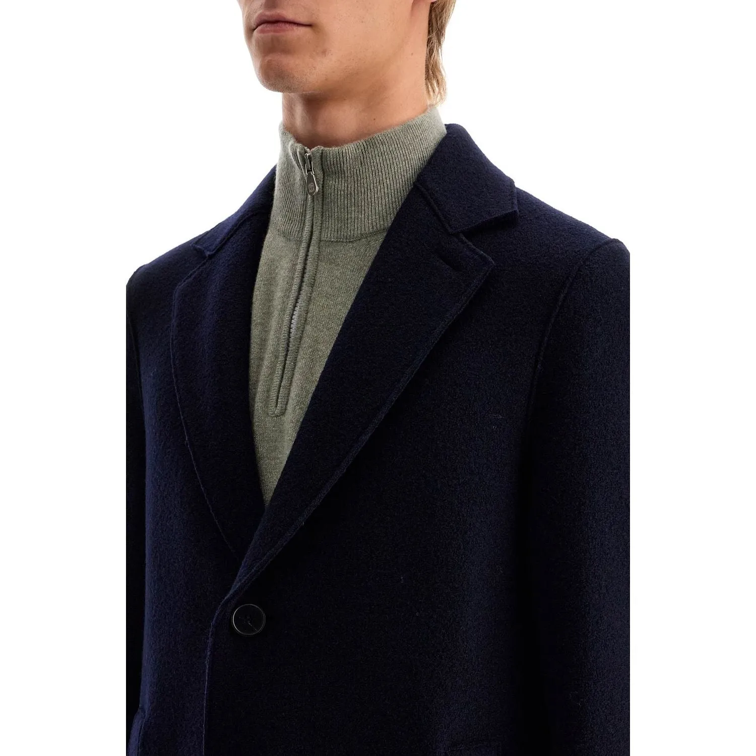 Harris Wharf London single-breasted wool coat in boiled