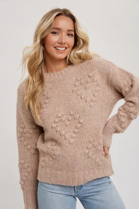 Heart Shape Pom Pom Sweater - Coco