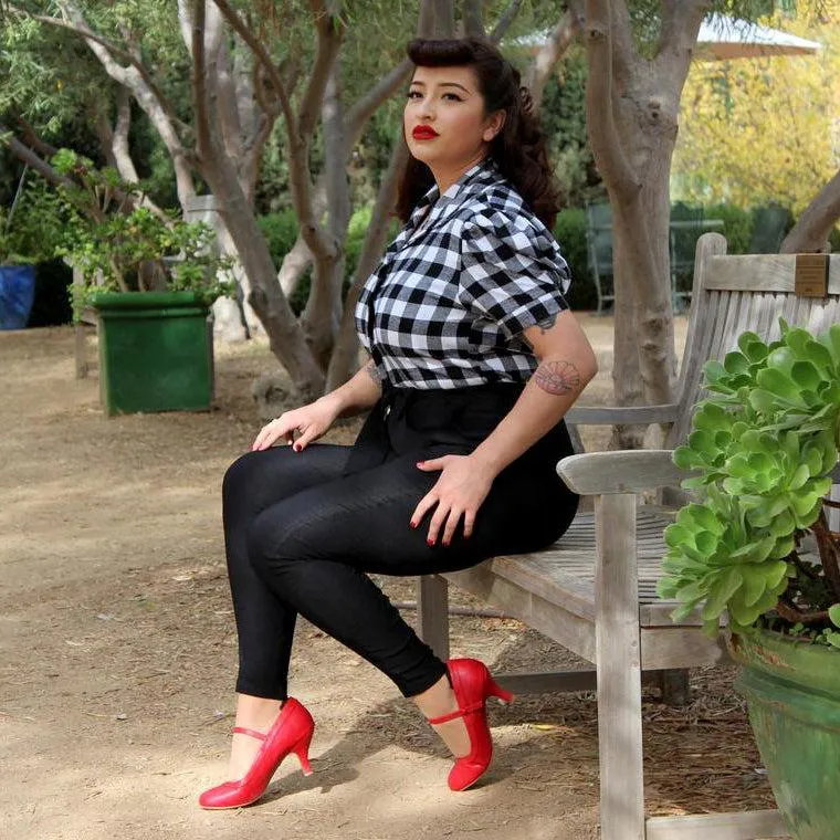 Hemet Buffalo Check Pinup Top in Black & White