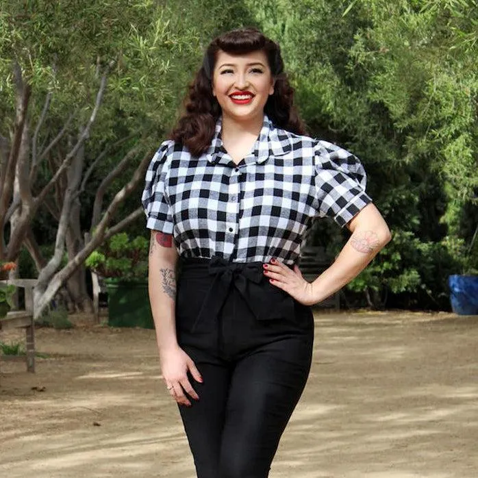 Hemet Buffalo Check Pinup Top in Black & White