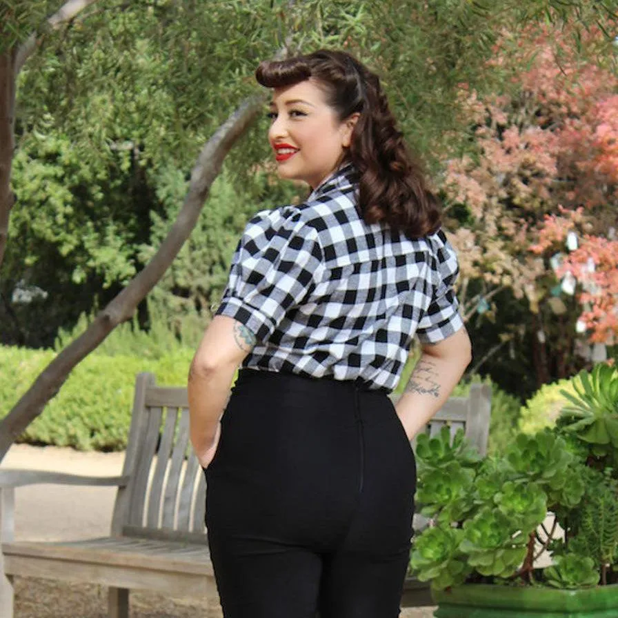 Hemet Buffalo Check Pinup Top in Black & White