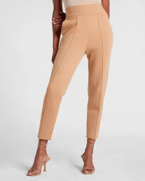 High Waisted Seamed Sweater Carrot Ankle Pant in Pecan