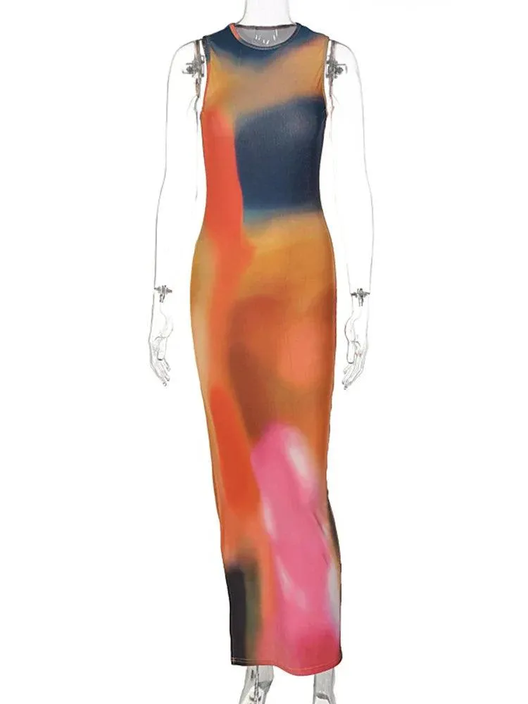 Hugcitar Tie Dye Midi Dress: Stylish Streetwear Fashion for Women's Summer 2023