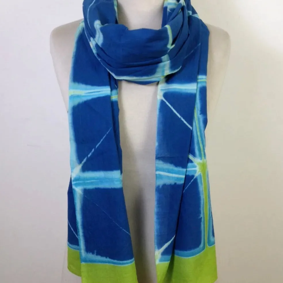 Isla  - Itajime Clamp Dyed Handwoven Cotton Shawl