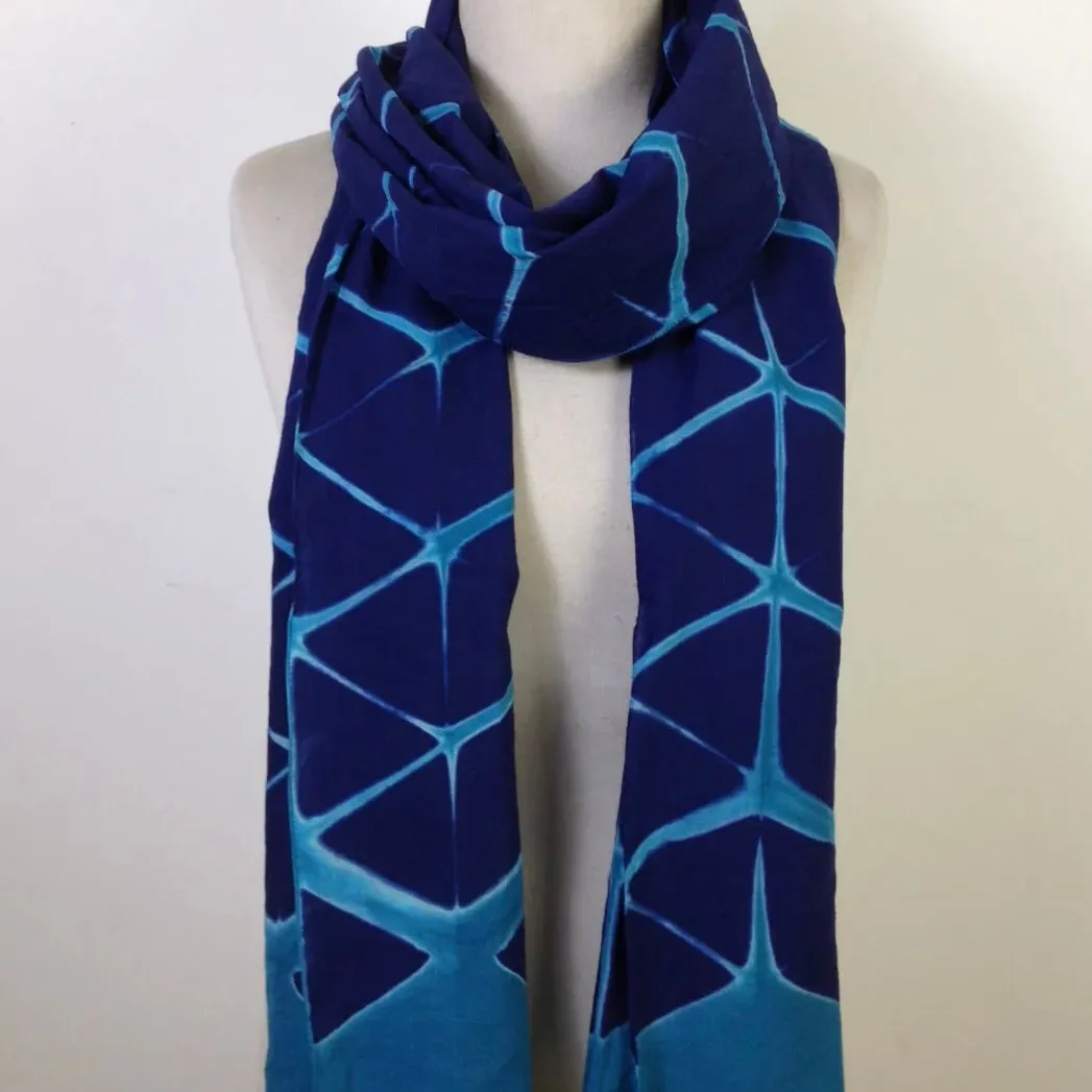 Isla  - Itajime Clamp Dyed Handwoven Cotton Shawl