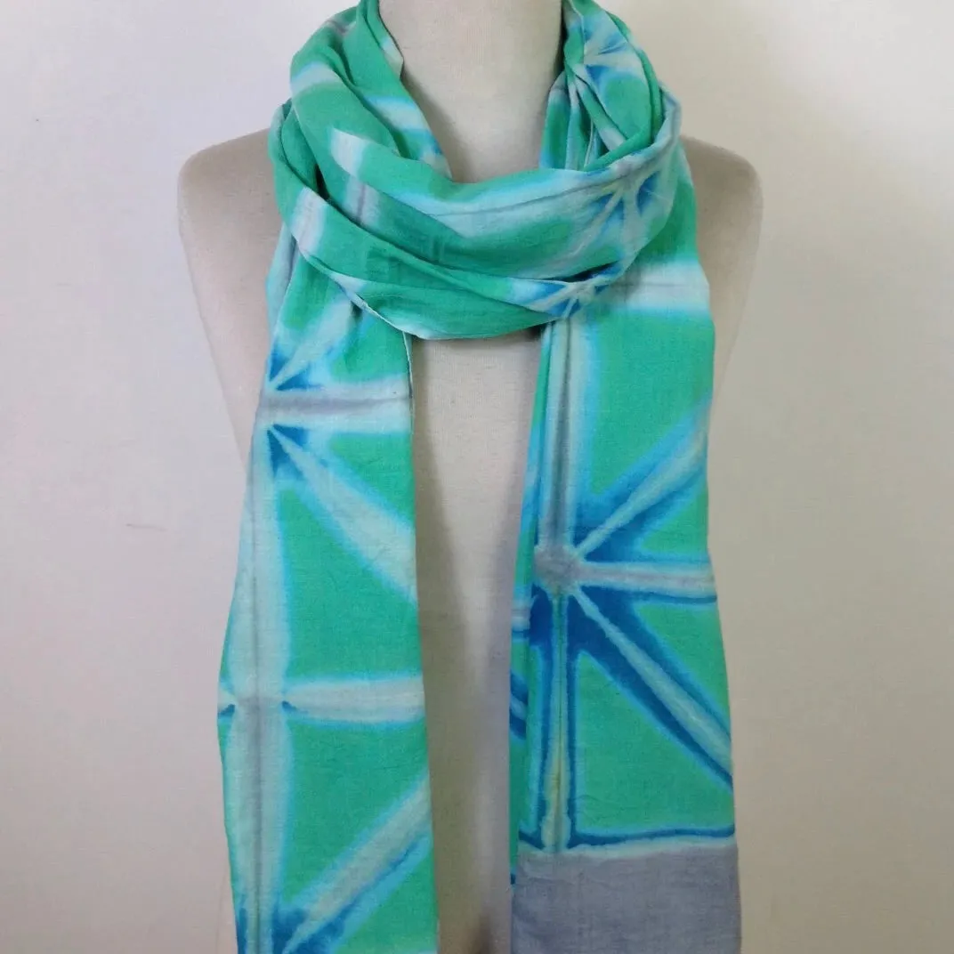 Isla  - Itajime Clamp Dyed Handwoven Cotton Shawl