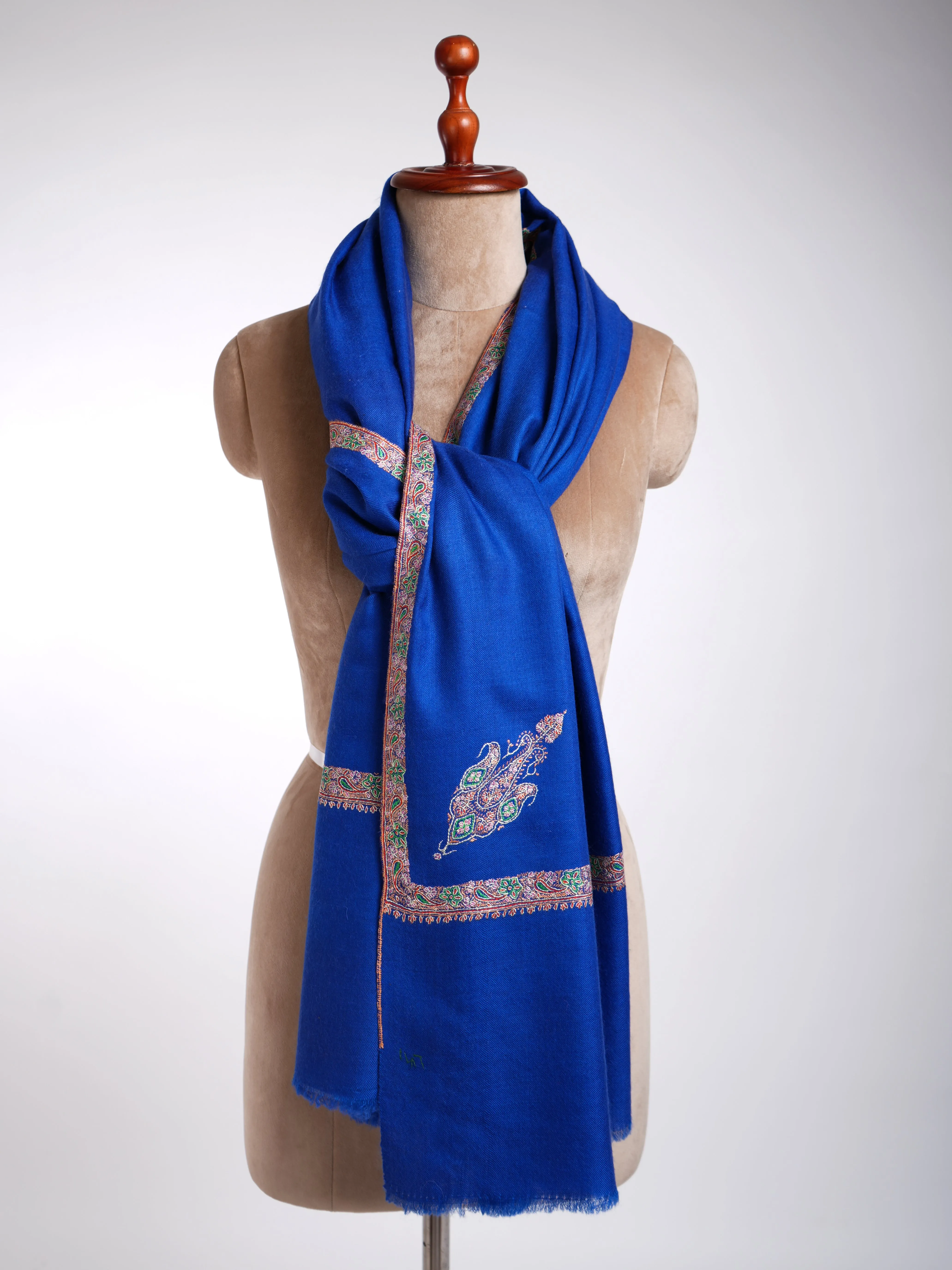 Kashmiri Pashmina Shawl Hand Embroidered Blue