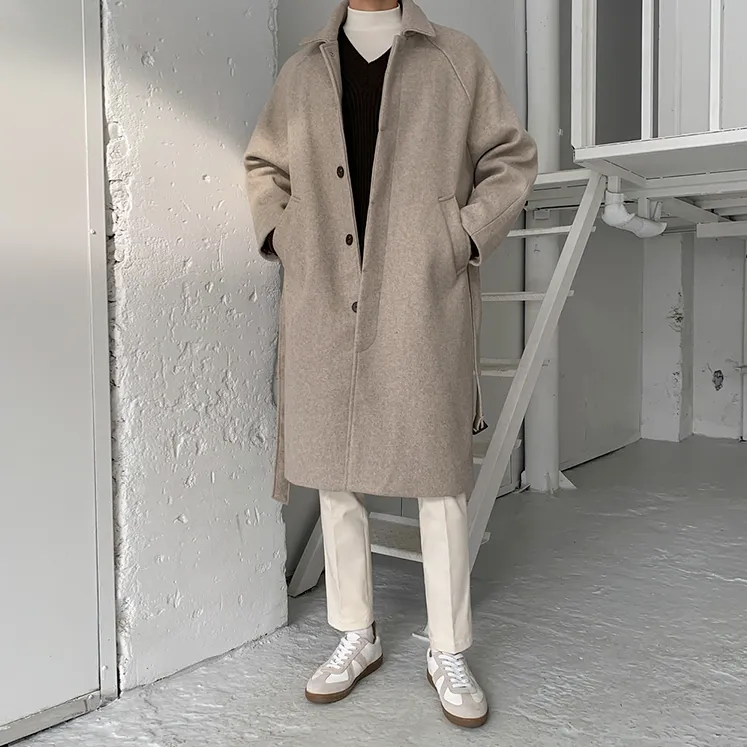 [Korean Style] 2 Color Belted Wool Coat