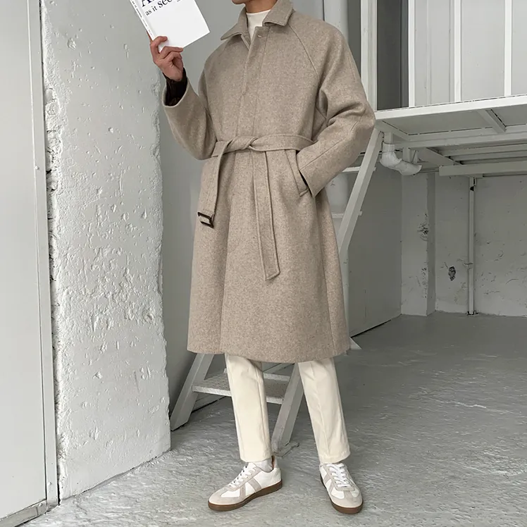 [Korean Style] 2 Color Belted Wool Coat