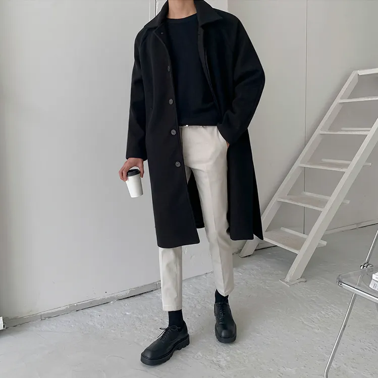 [Korean Style] 2 Color Belted Wool Coat