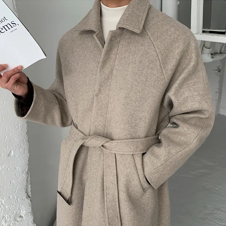 [Korean Style] 2 Color Belted Wool Coat